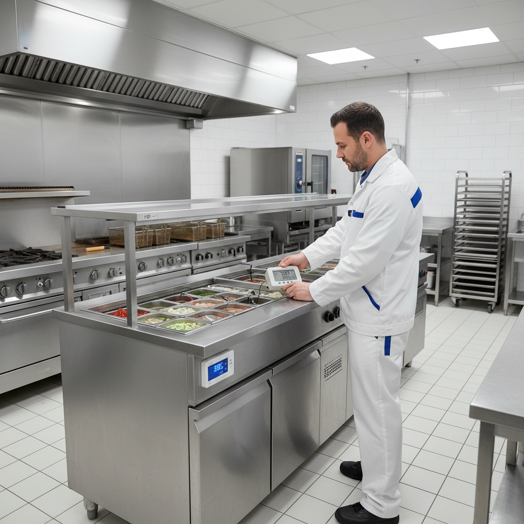Technician servicing Atosa food prep equipment